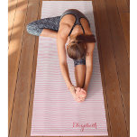 Modern Chic Pink White Stripes Monogram Exercise Yoga Mat<br><div class="desc">Create your own custom, personalized, modern, chic, stylish, pretty, light pink and white lines stripes pattern, elegant dark pink typography script, lightweight, eco friendly, composed of cellular vinyl, free from harmful BPAs, phthalates, and latex, quality yoga exercise mat with a soft cushion feel, and a mesh centre membrane for added...</div>
