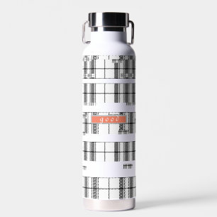 Modern Chic Plaid Black and White Water Bottle