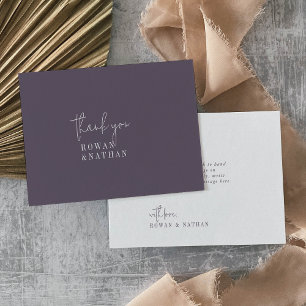 Modern Chic Plum Purple Flat Wedding Thank You Card