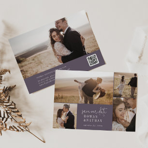 Modern Chic Plum Purple Photo Collage Save The Date