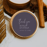 Modern Chic Plum Purple Thank You Stickers<br><div class="desc">These modern chic plum purple thank you stickers are perfect for a simple wedding reception. The minimalist boho design features rustic unique and stylish bohemian typography in a dark moody eggplant purple colour. Personalize the sticker labels with your names, and the date. These stickers can be used for a wedding...</div>