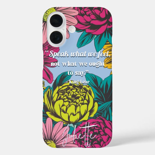 Modern Chic Pop Art Floral Shakespeare Quote Case-Mate iPhone Case (Back)
