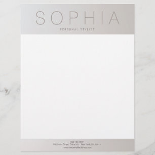 Modern Chic  Professional Luminous Silver Letterhead