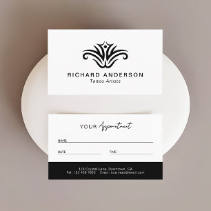 Modern Chic Professional Tattoo Artists Appointment Card