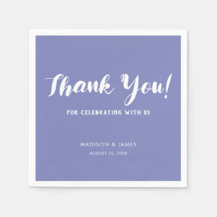 Modern Chic Purple Script Thank You Wedding Napkin