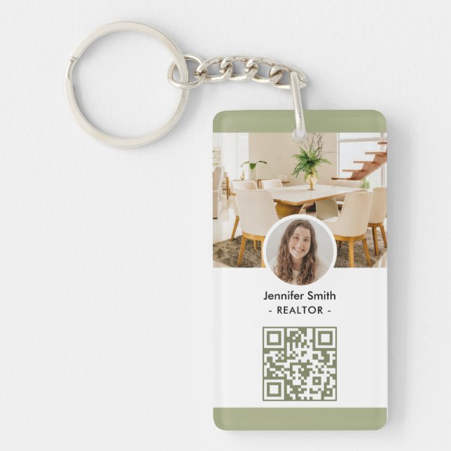 Modern Chic Real Estate Marketing QR Code Keychain (Front)