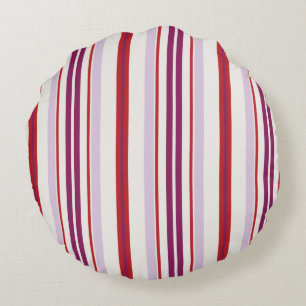 Modern chic red and purple stripes fabric round pillow