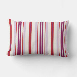 Modern chic red and purple stripes lumbar pillow
