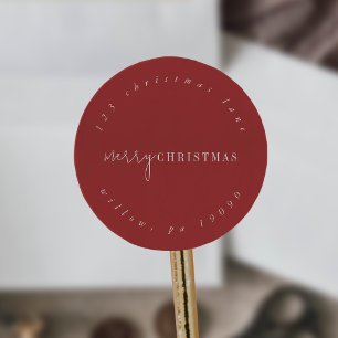 Modern Chic   Red Circular Return Address Classic Round Sticker