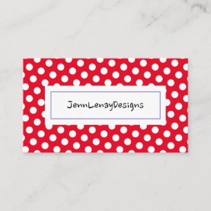 Modern Chic Red White Polka Dots Pattern Business Card