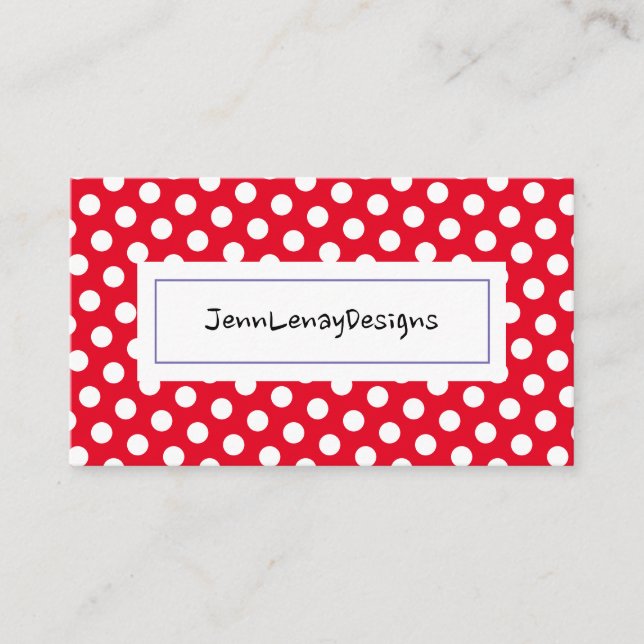Modern Chic Red White Polka Dots Pattern Business Card (Front)