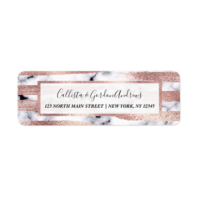 Modern Chic Rose Gold Brushstrokes Marble (Front)