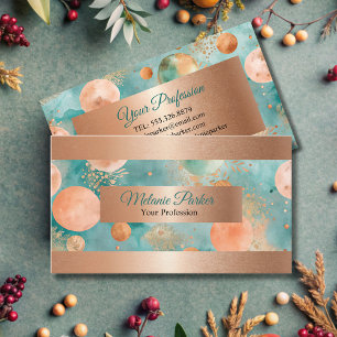 modern chic Rose Gold turquoise  Business Card