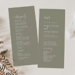 Modern Chic Sage Green Flat Wedding Program<br><div class="desc">This minimalist chic sage green flat wedding program is perfect for a simple wedding. The minimal boho design features rustic unique and stylish bohemian typography in an olive green woodland earth tone colour. Include the name of the bride and groom, the wedding date and location, thank you message, order of...</div>