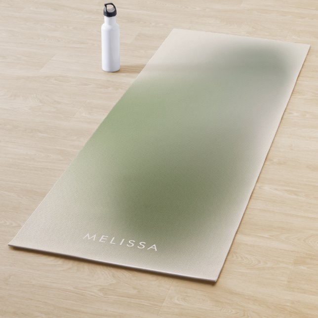 Modern Chic Sage Green Ombre Gradient Fitness  Yoga Mat (In Situ)