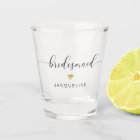 Modern Chic Script Bridesmaid Gold Heart Name