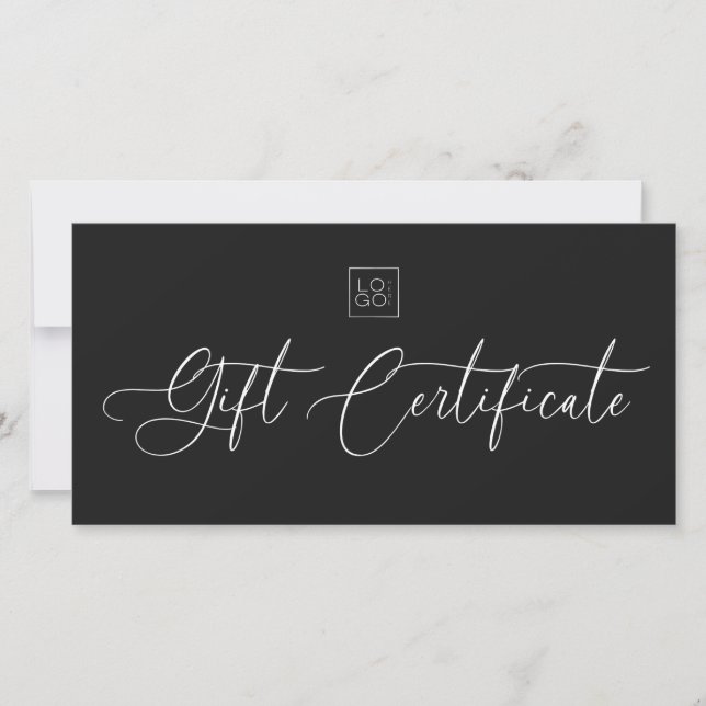 Modern Chic Script Business Logo Gift Certificate (Front)