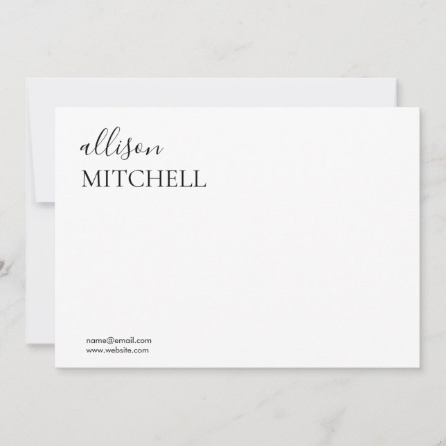 Modern Chic Script Calligraphy Note Card (Front)