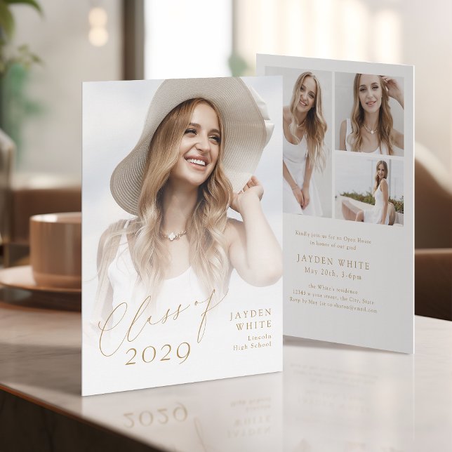 Modern Chic Script Class of 2025 Photo Graduation Invitation (Modern Chic Script Class of 2025 Photo Graduation Invitation)