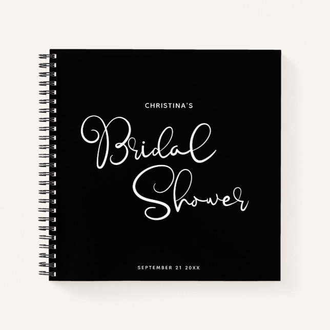 Modern Chic Script Cute Bridal Shower Guest Notebook (Front)