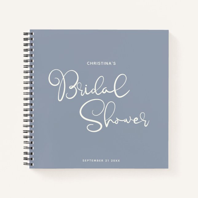 Modern Chic Script Cute Bridal Shower Guest Notebook (Front)