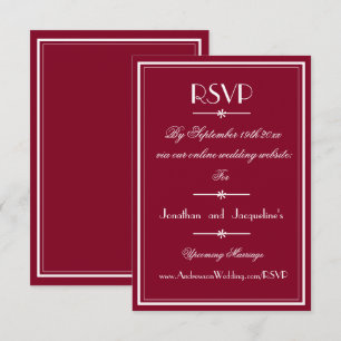 Modern Chic Script Elegant Burgundy Wedding  RSVP Card