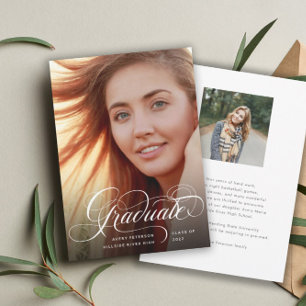 Modern Chic Script Graduate Photo Announcement