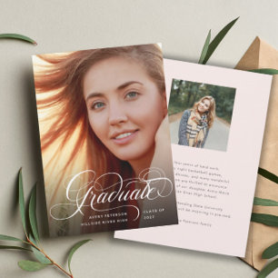 Modern Chic Script Graduate Photo Announcement