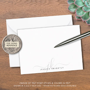 Modern Chic Script Gray Monogram Initials Minimal Card