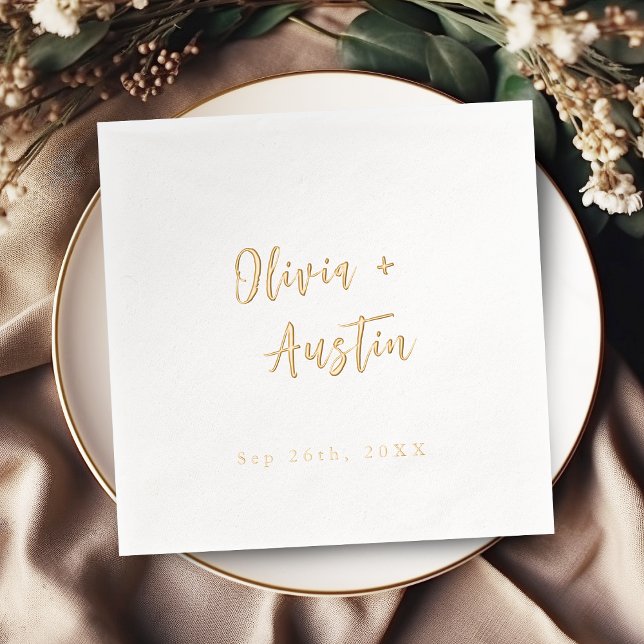 Modern Chic Script Minimalist Wedding (Modern Chic Script Minimalist Wedding Foil Napkins)