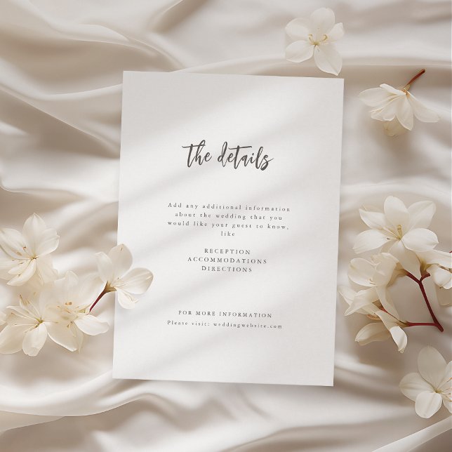Modern Chic Script Minimalist Wedding Details Encl Enclosure Card (Modern Chic Script Minimalist Wedding Details Encl Enclosure Card)