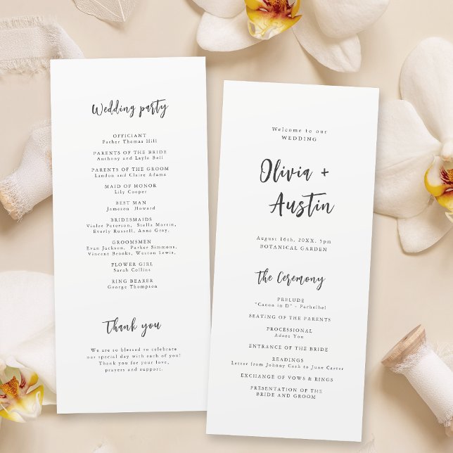 Modern Chic Script Minimalist Wedding Program (Modern Chic Script Minimalist Wedding Program)