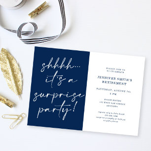 Modern Chic Script Shhh Surprise Retirement Party Invitation