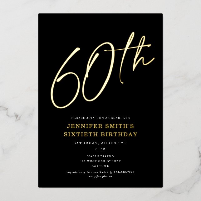 Modern Chic Script Sixtieth 60th Birthday Party (Front)