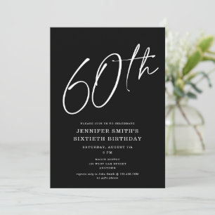 Modern Chic Script Sixtieth 60th Birthday Party Invitation