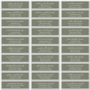 Modern Chic Script Wedding Guest Names Address