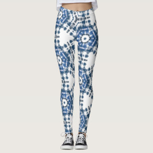 Modern Chic Shobori Blue Tie Dye Pattern Leggings