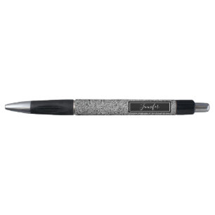 Modern Chic Silver Glitter Glam Personalized Penci Pen
