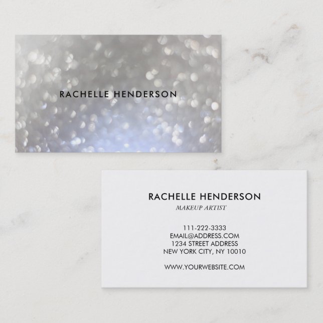 Modern chic silver minimalist professional business card (Front/Back)