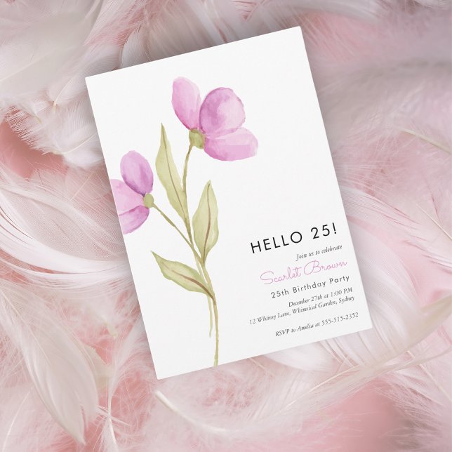Modern Chic Simple 25th birthday  Invitation (Creator Uploaded)