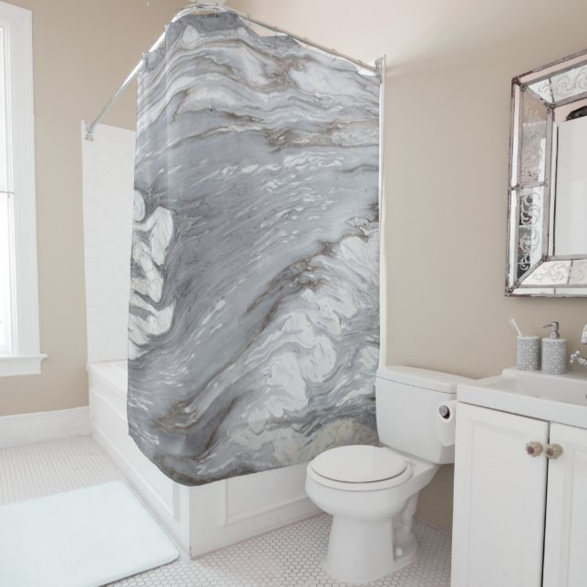 modern chic simple minimalist white grey marble (In Situ)