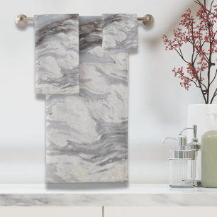 modern chic simple minimalist white grey marble bath towel set