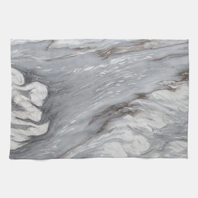 modern chic simple minimalist white grey marble kitchen towel (Horizontal)