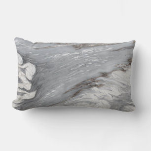 modern chic simple minimalist white grey marble lumbar pillow
