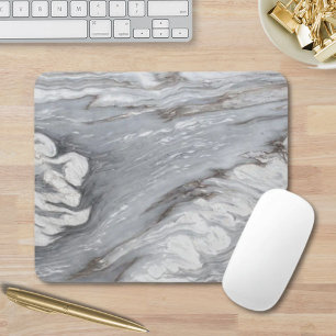 modern chic simple minimalist white grey marble mouse pad