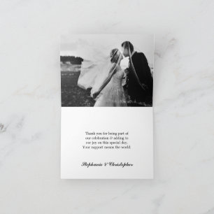 Modern Chic Simple Script Wedding Photo Thank You Note Card