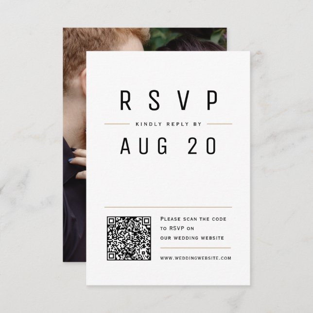 Modern Chic Simple Typography QR code Wedding RSVP Card (Front/Back)