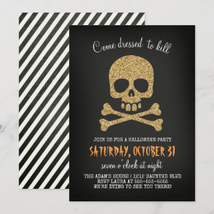 Modern Chic Skull Halloween Party Invitation