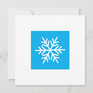 Modern Chic Snowflake On Azure Blue White Border Holiday Card