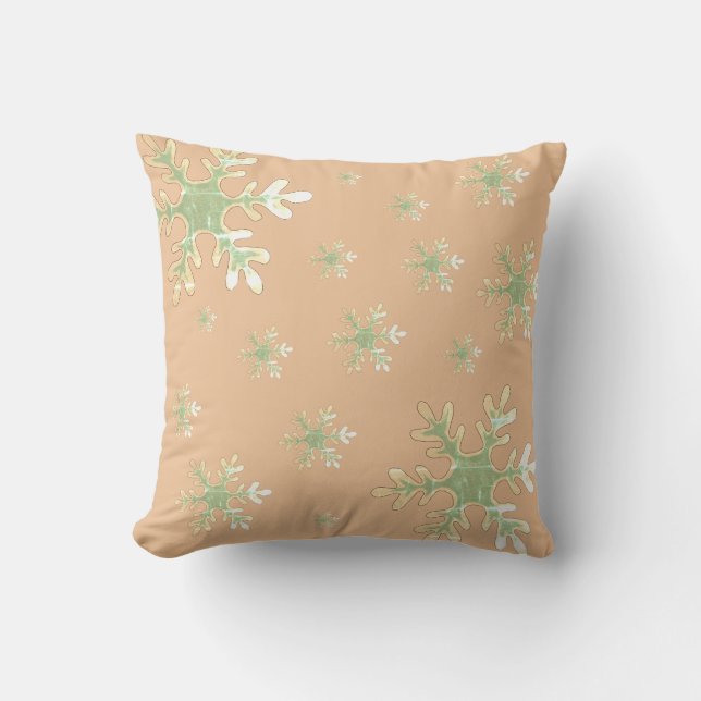 Modern Chic Snowflake Pattern Holiday Throw Pillow (Front)